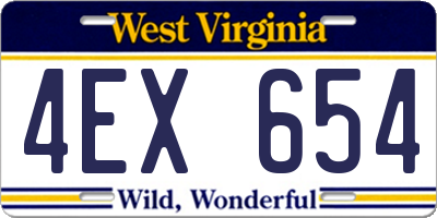 WV license plate 4EX654