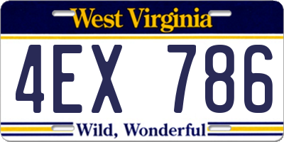 WV license plate 4EX786