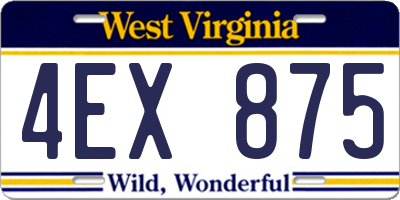 WV license plate 4EX875