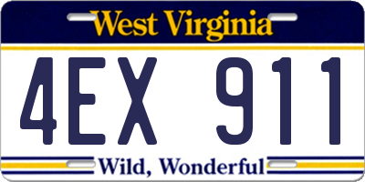 WV license plate 4EX911