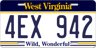 WV license plate 4EX942
