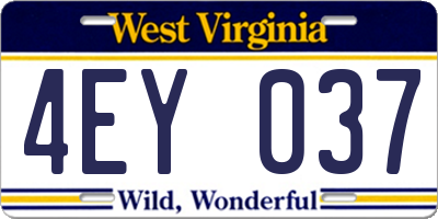WV license plate 4EY037