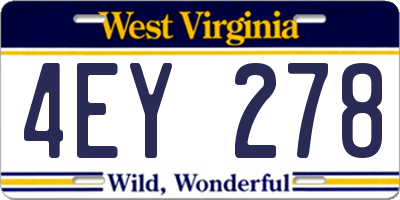 WV license plate 4EY278