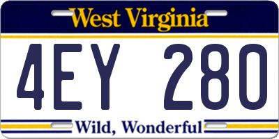 WV license plate 4EY280