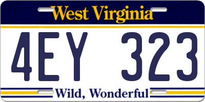 WV license plate 4EY323