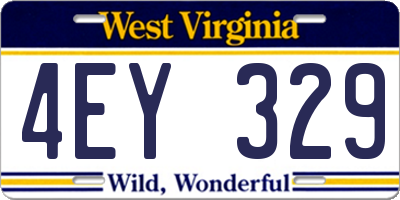 WV license plate 4EY329