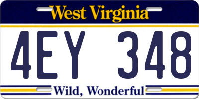 WV license plate 4EY348