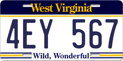 WV license plate 4EY567