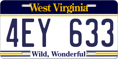WV license plate 4EY633