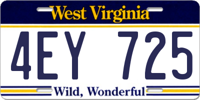 WV license plate 4EY725