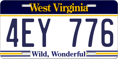 WV license plate 4EY776