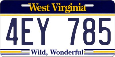 WV license plate 4EY785