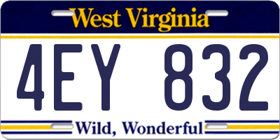 WV license plate 4EY832