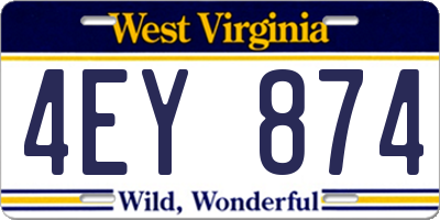 WV license plate 4EY874