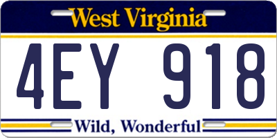 WV license plate 4EY918