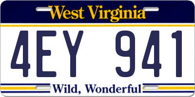 WV license plate 4EY941
