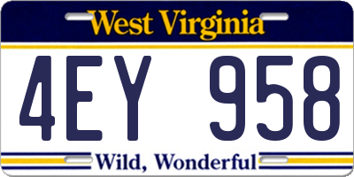 WV license plate 4EY958