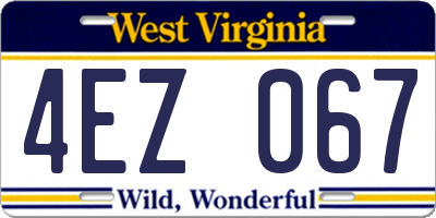 WV license plate 4EZ067