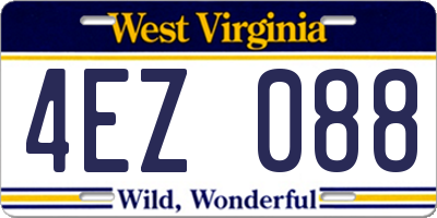 WV license plate 4EZ088