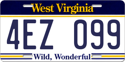 WV license plate 4EZ099