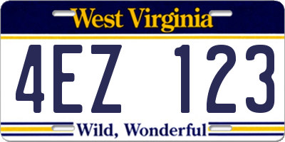 WV license plate 4EZ123
