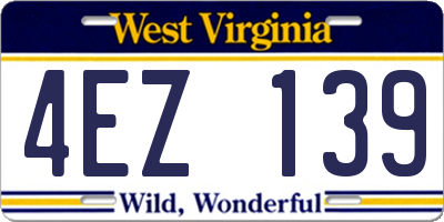 WV license plate 4EZ139