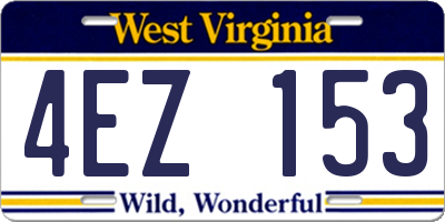 WV license plate 4EZ153