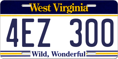 WV license plate 4EZ300