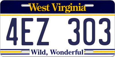 WV license plate 4EZ303