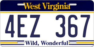 WV license plate 4EZ367