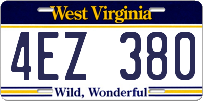 WV license plate 4EZ380