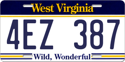 WV license plate 4EZ387
