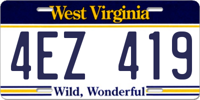 WV license plate 4EZ419