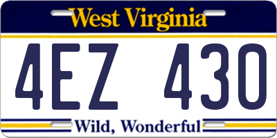 WV license plate 4EZ430