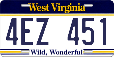 WV license plate 4EZ451