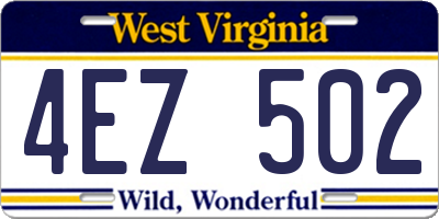 WV license plate 4EZ502