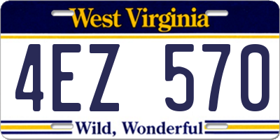 WV license plate 4EZ570