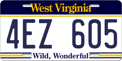 WV license plate 4EZ605