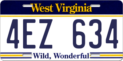 WV license plate 4EZ634