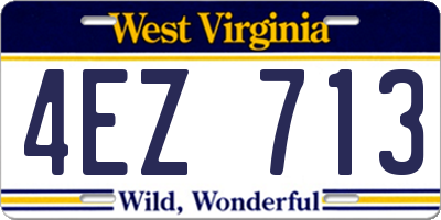 WV license plate 4EZ713
