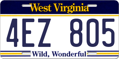 WV license plate 4EZ805