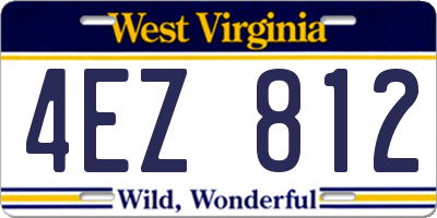 WV license plate 4EZ812