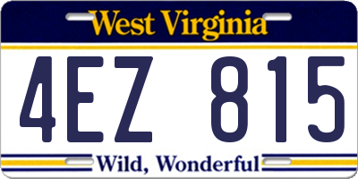 WV license plate 4EZ815