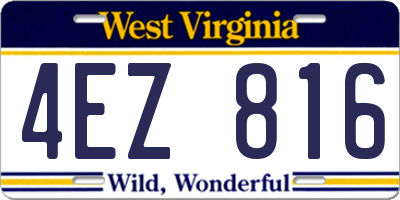 WV license plate 4EZ816