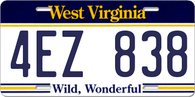 WV license plate 4EZ838
