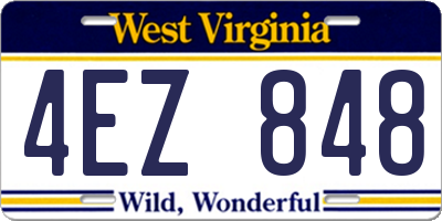WV license plate 4EZ848