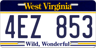 WV license plate 4EZ853