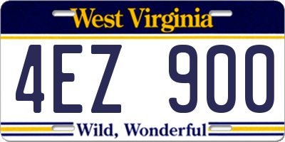 WV license plate 4EZ900