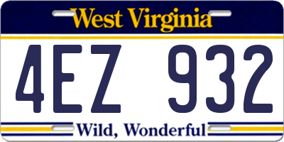 WV license plate 4EZ932