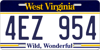 WV license plate 4EZ954